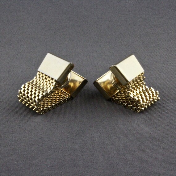 Vintage Swank Shiny Gold Tone Rectangular Snap A … - image 3