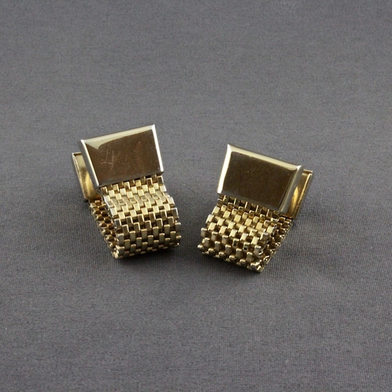 Vintage Swank Shiny Gold Tone Rectangular Snap A … - image 4