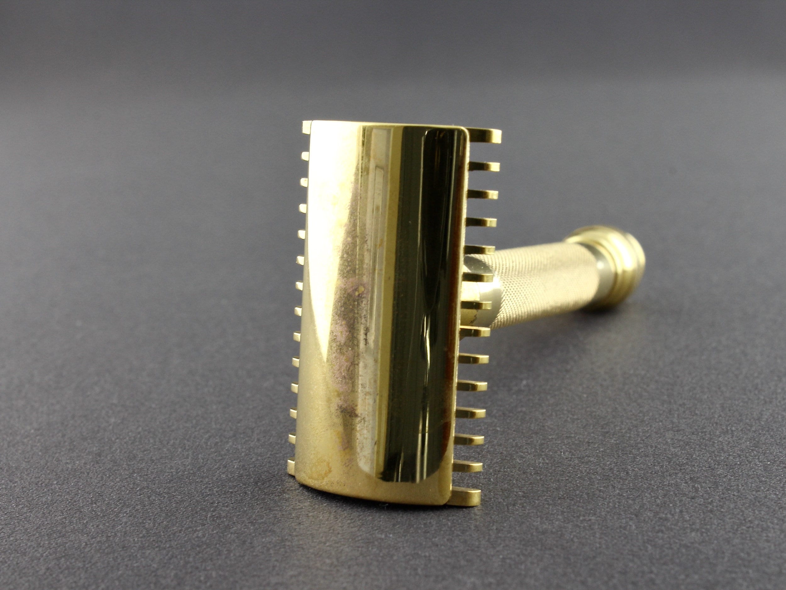 Vintage Gillette Gold DE Safety Razor Blade Case Black Leather Box