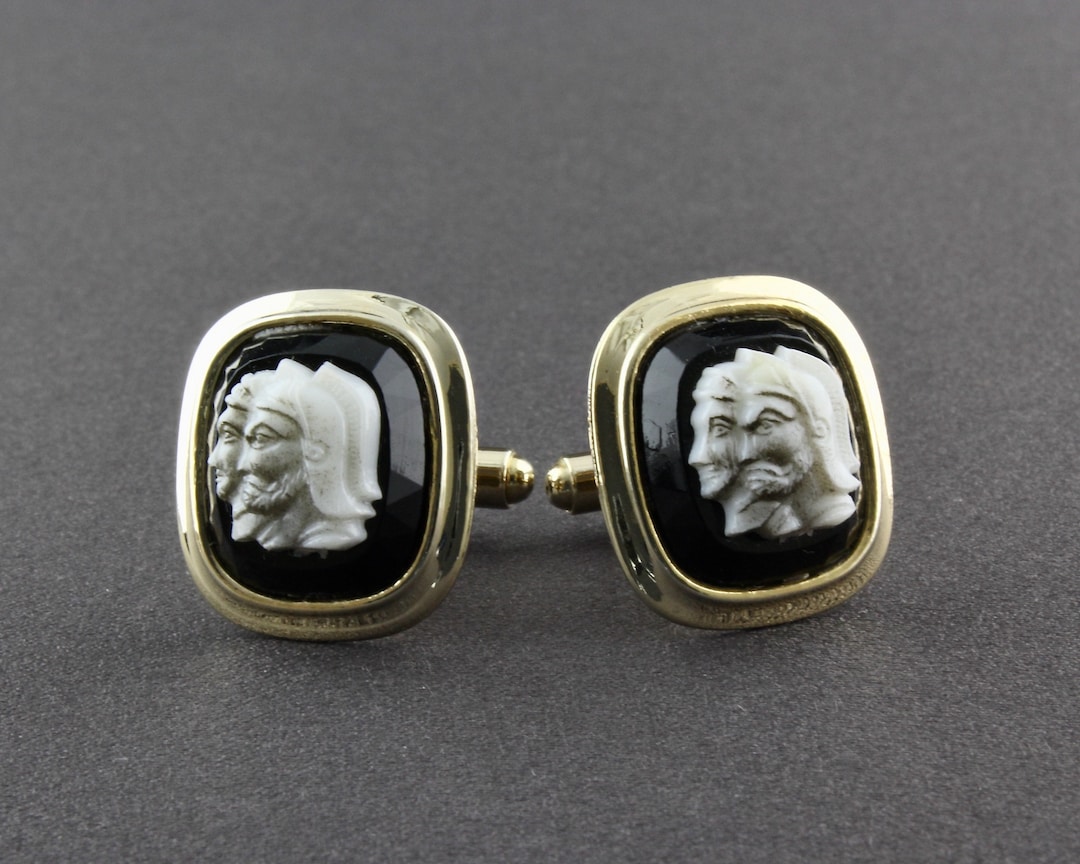 Boutons De Manchette Anciens Guerrier Grec/romain - Intaligo - Ton Or - Occasion