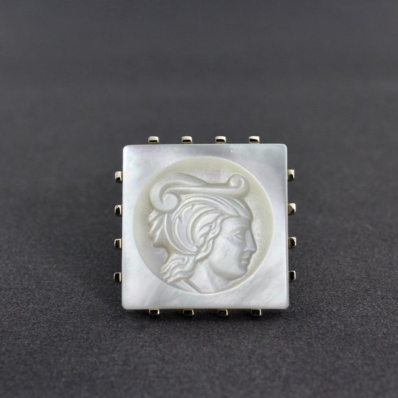 Vintage Swank Hand Carved White Mother of Pearl I… - image 5