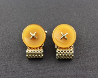 Cufflinks Rectangles Vintage En Or Brillant Avec Gravure élégante - Swank - Parfait Pour Une Touche Rétro
