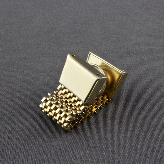 Vintage Swank Shiny Gold Tone Rectangular Snap A … - image 6