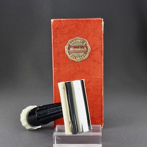 Vintage 1950s Garantie Mondesir Solingen Germany Black & White Plastic Double Edge Razor With Hidden Shaving Stick In Original Cardboard Box