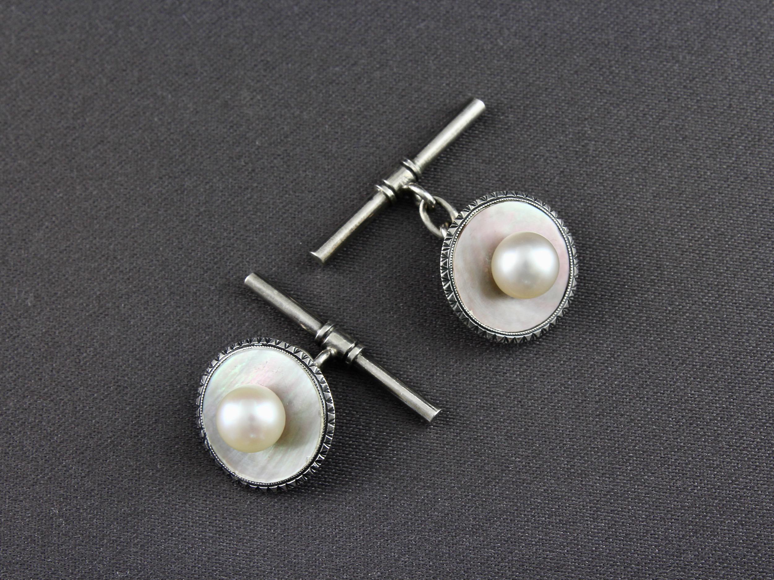Boutons De Manchette Vintage - Argenté Et Doré Avec Motif Rose - Modèle 101017 - Occasion