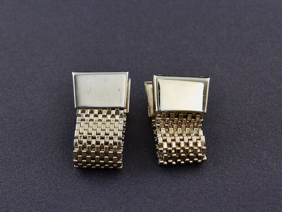 Vintage Swank Shiny Gold Tone Rectangular Snap A … - image 1