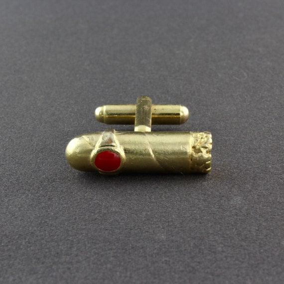 Vintage Shiny Gold Tone And Red Enamel Cigar Cuff… - image 8