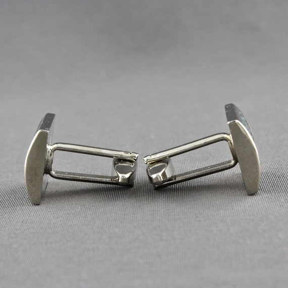 Blue Green Guilloche Enamel Shiny Silver Tone Cur… - image 9