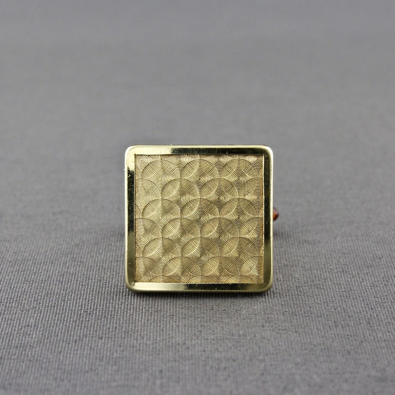 Vintage Krementz Gold Filled Engine Turned Geometric Brown Lucite Decorative Bullet Toggle Cufflinks