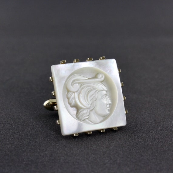 Vintage Swank Hand Carved White Mother of Pearl I… - image 4