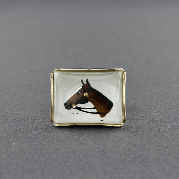 Vintage Anson Brown Horse Reverse Cut Crystal Intagli… Gem