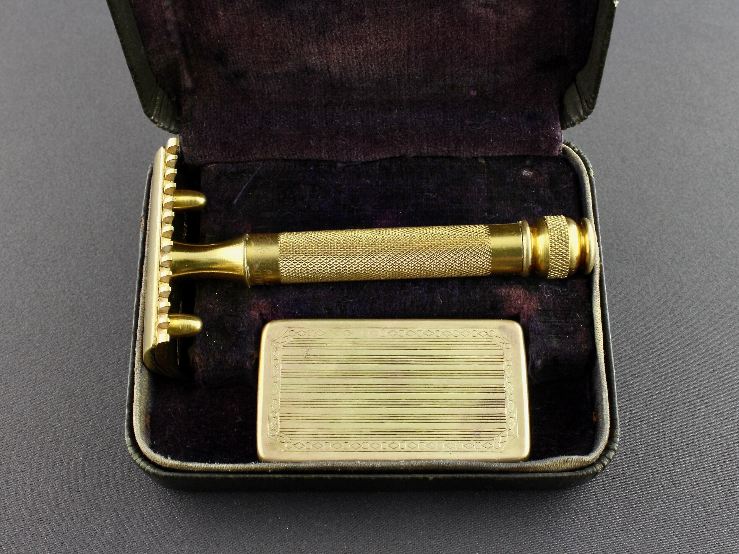 Vintage 1920s Gillette Tech Ball End Gold DE Safety Razor Blade