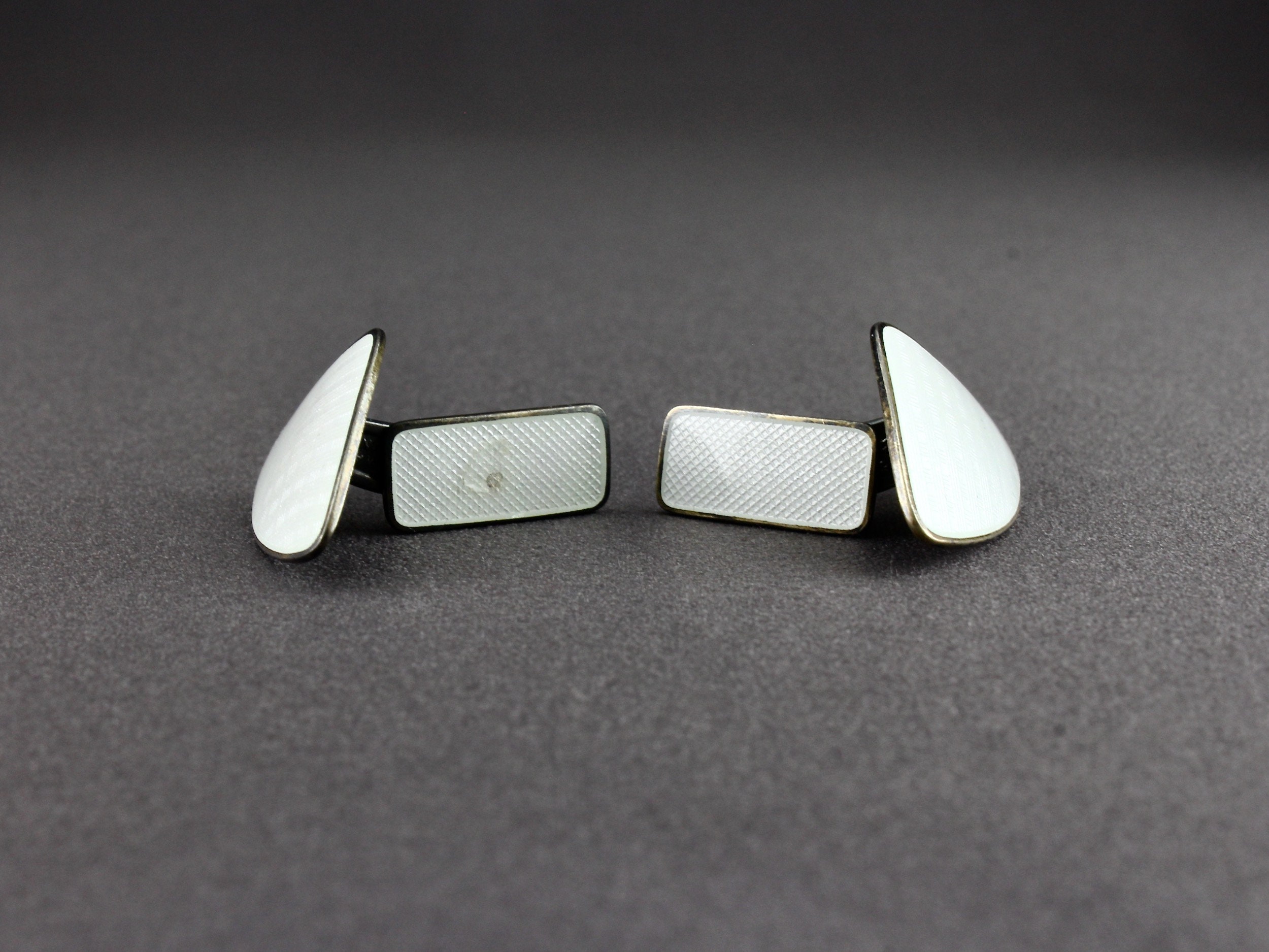Boutons De Manchette Vintage – Aurore Boréale & Traîneau – Sterling Silver 925 – Email – Norvège