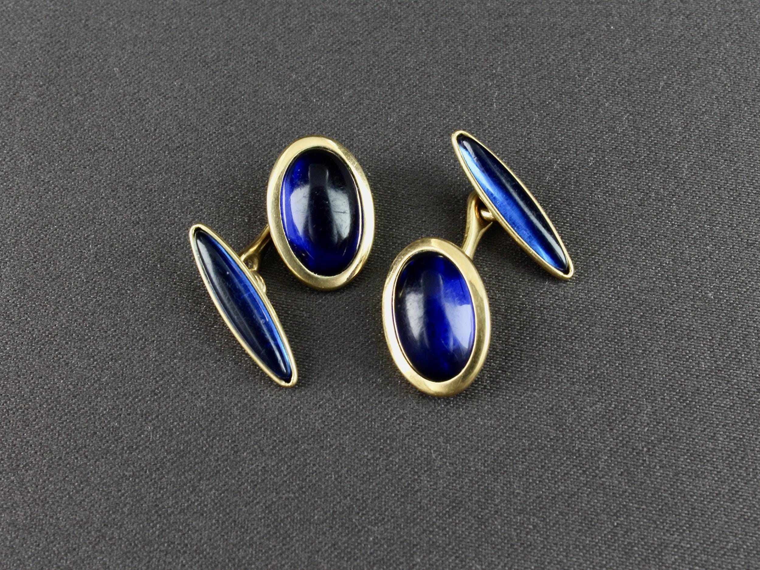 Boutons De Manchette Vintage En Bleu Cobalt Et Argent - Style Nid D'Abeille Bombé