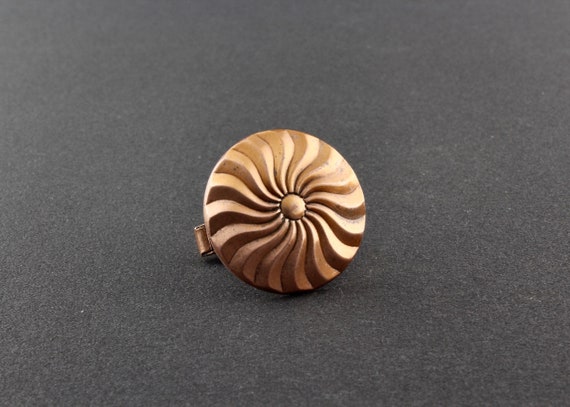 Vintage Large Round Swirl Geometric Design Copper… - image 4