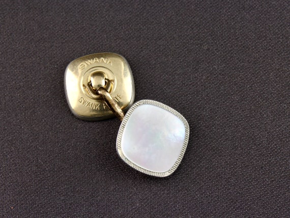 Vintage Swank Art Deco White Mother Of Pearl Squa… - image 7
