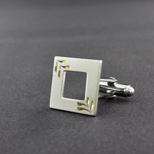 Boutons De Manchette Vintage Argentés Motif Bouclier - Plaqué Argent, Pour Homme, Occasion
