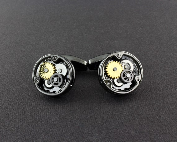 Watch Movement Parts Gunmetal Colored Open Face R… - image 1