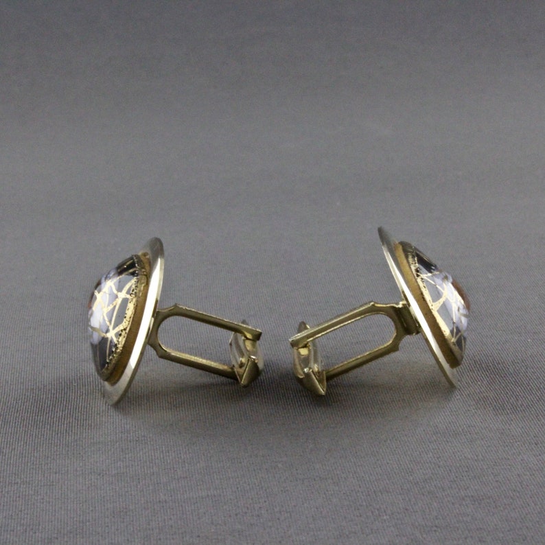 Sterling Silver Cufflinks Sq MOP with Lapis Edge Tie Clip Box Set