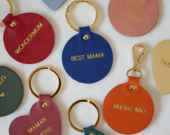 Personalized round leather keyring