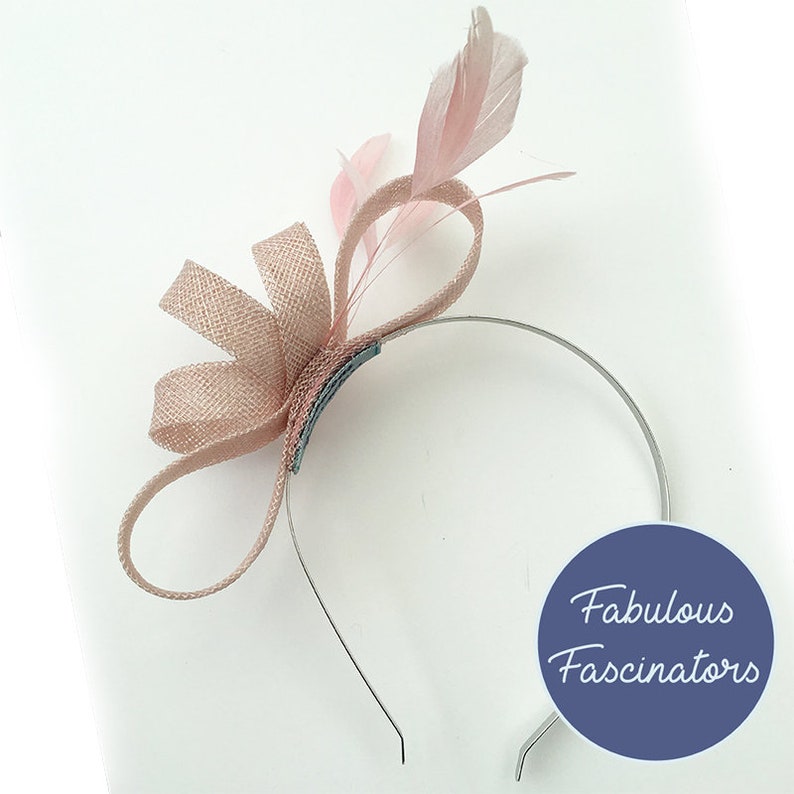 perfect for weddings hairclip or hairband Light pink fascinator