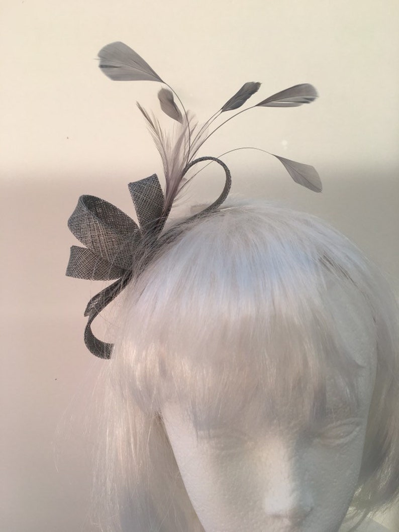 Perfect simple fascinator for weddings Range of colours available SilverGrey Fascinator Hair Clip or Hair band