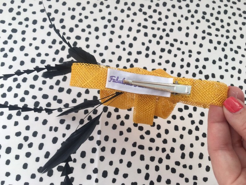 Yellow and Black Small Fascinator Now on Sale!