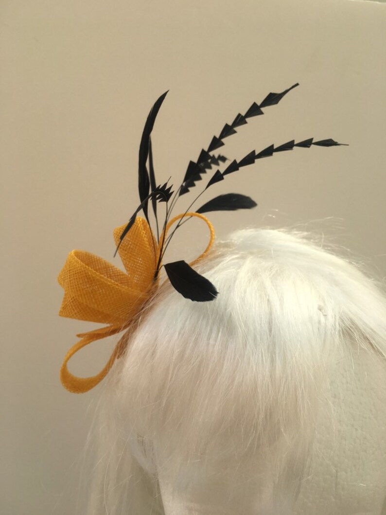 Yellow and Black Small Fascinator Now on Sale!