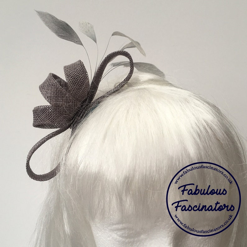 Perfect simple fascinator for weddings Range of colours available SilverGrey Fascinator Hair Clip or Hair band