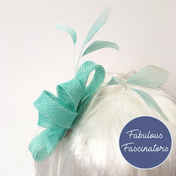 Light Mint Green Blue Rose Hydrangea Flower Hair Clip Fascinator Wedding 6234