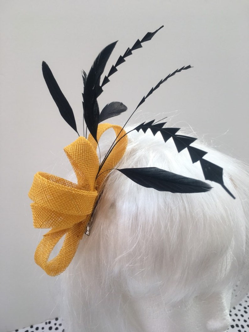Yellow and Black Small Fascinator Now on Sale!