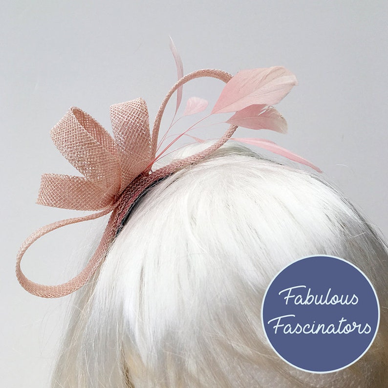 perfect for weddings hairclip or hairband Light pink fascinator