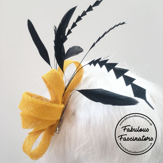 Yellow and Black Small Fascinator Now on Sale!