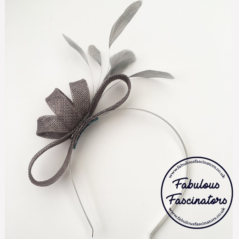 Perfect simple fascinator for weddings Range of colours available SilverGrey Fascinator Hair Clip or Hair band