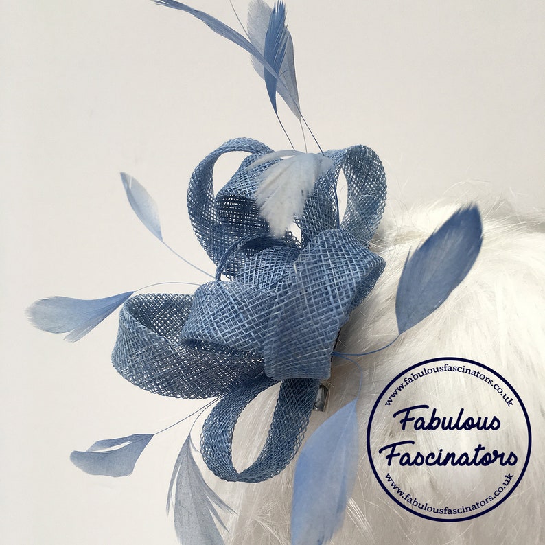 Pale Blue Fascinator Hair Comb small 