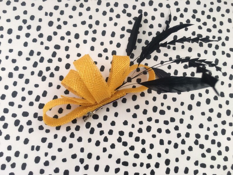 Yellow and Black Small Fascinator Now on Sale!