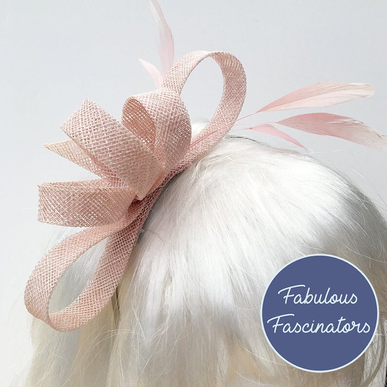 perfect for weddings hairclip or hairband Light pink fascinator
