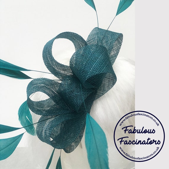 Teal Medium Fascinator Hairband With Feathers Etsy