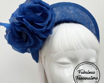 Royal Blue Halo Crown Fascinator with Silk Flowers