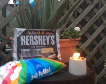 Cement tabletop fire pit, smore roaster