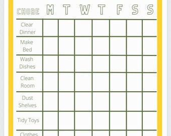 Kid's Weekly Chore Chart