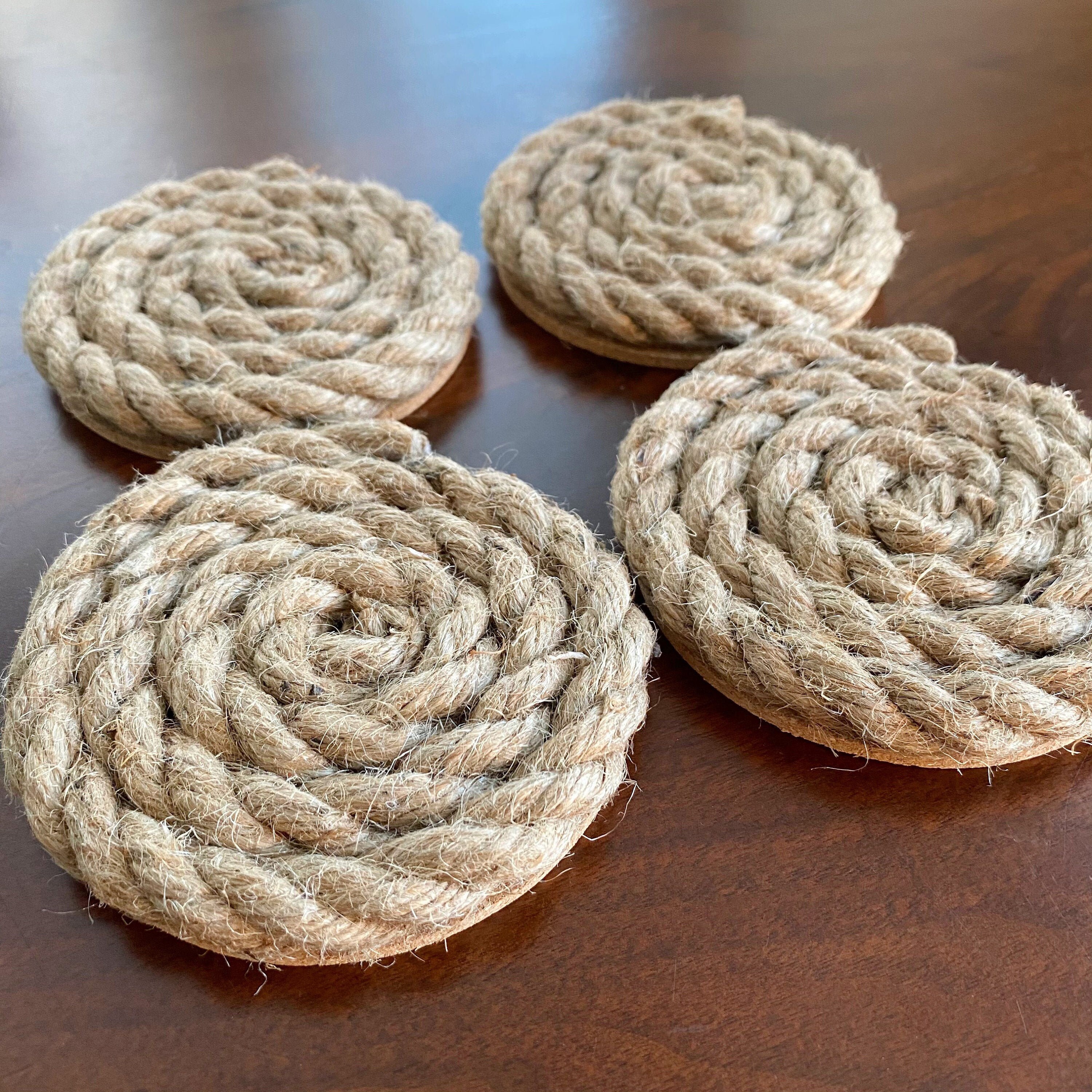 Jute rope coasters jute rope coaster natural jute set of 4 Etsy