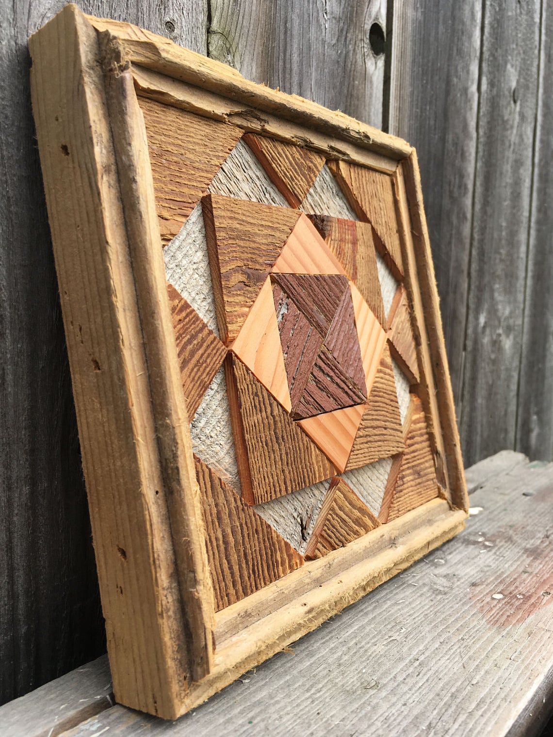 Gentlemans Fancy quilt block recycled barn wood upcycle Etsy