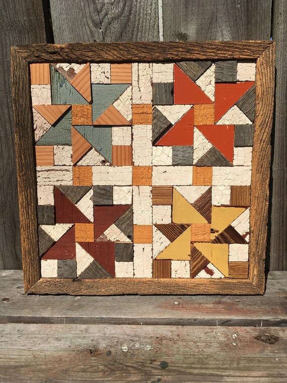 Four Flowers Quilt Block Recycled Barn Wood Upcycle Wood Etsy