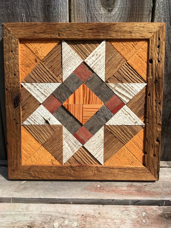 Star With Squares Quilt Block Recycled Barn Wood Upcycle Etsy