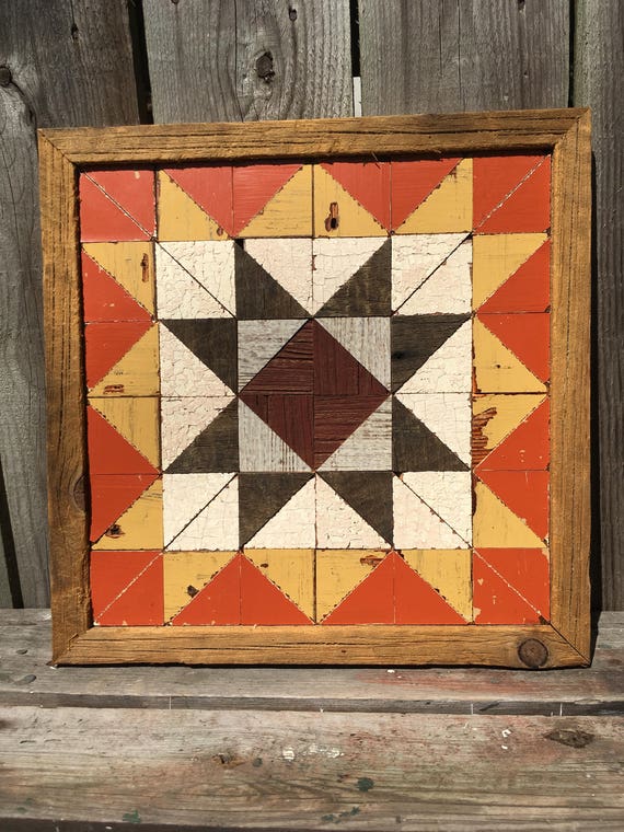 Harvest Time quilt block recycled barn wood upcycle wood 