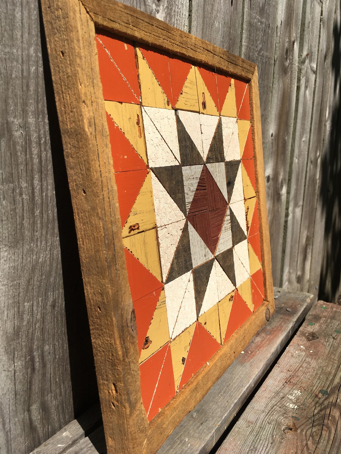 Harvest Time quilt block recycled barn wood upcycle wood Etsy