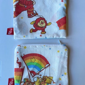 SET VON 2 - Vintage 1983 Rainbow Brite Stofftasche mit Reißverschluss