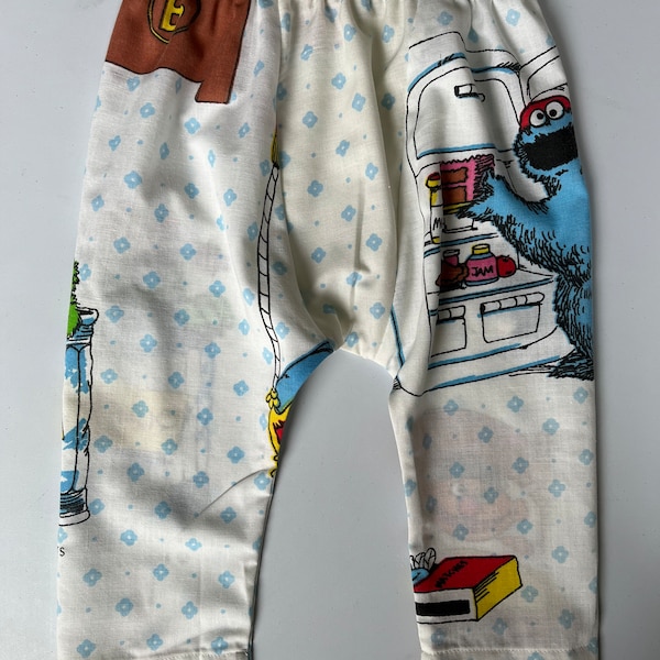12-18 Mois vintage 1970's Sesame Street tissu pantalon de jogging pour bébé