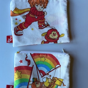 2ER-SET - Vintage 1983 Rainbow Brite Stoffbeutel mit Reißverschluss